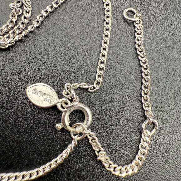 Avon Silver-Toned Genuine Abalone Oval Pendant Necklace With Chain & Spring Ring - Picture 4 of 6